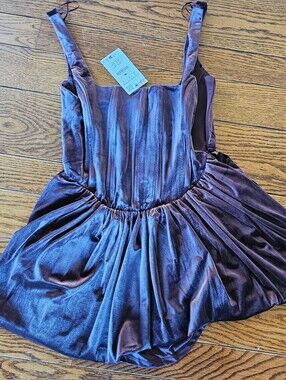 Zara Burgandy Purple Velvet Peplum Tank Top